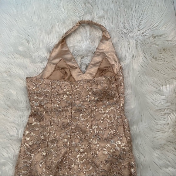 Kameez Mini Halter Dress Gold Glitter Lace - Picture 6 of 8